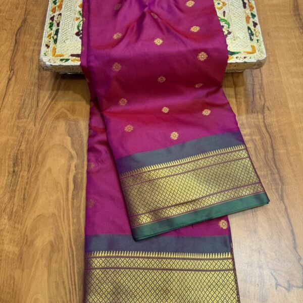 Kadiyal Paithani | Deep magenta / royal fuchsia-magenta